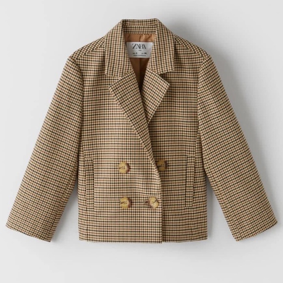 ZARA Plaid Stylish Kids Checkered Blazer Kids - Picture 1 of 3